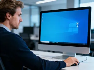 Dłonie użytkownika klikające ikonę pliku w systemie Windows 11 w celu zmiany jego właściwości.