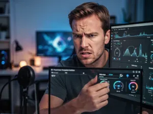Nowoczesny laptop na biurku z podświetloną ikoną zasilania na ekranie, symbolizującą ustawienia hibernacji systemu Windows 11.